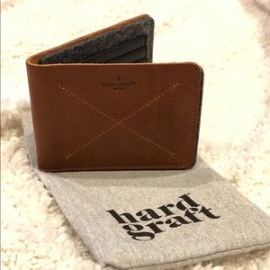Hard Graft leather and wool felt bifold wallet